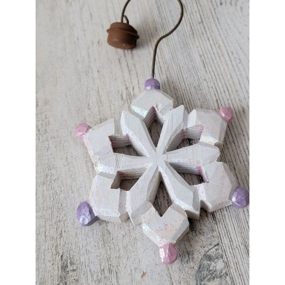Glitter white snowflake Bell ornament Xmas decor - Picture 3 of 4